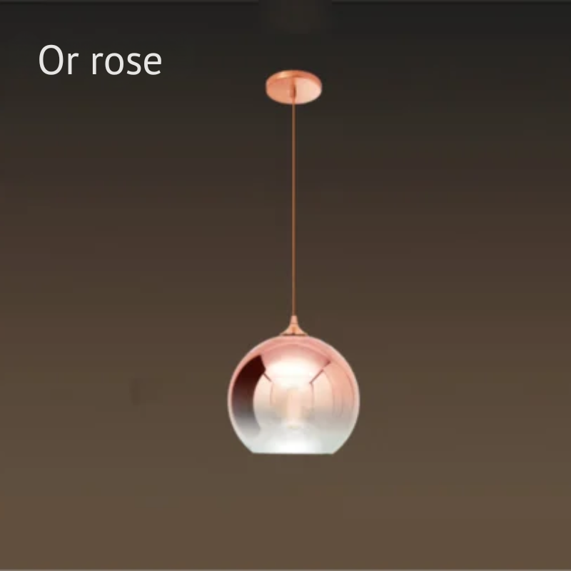 Suspension moderne en forme de boule en verre or rose