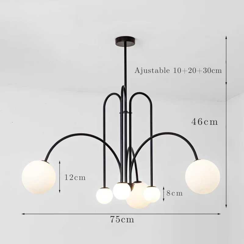 Suspension LED métal 6 ampoules