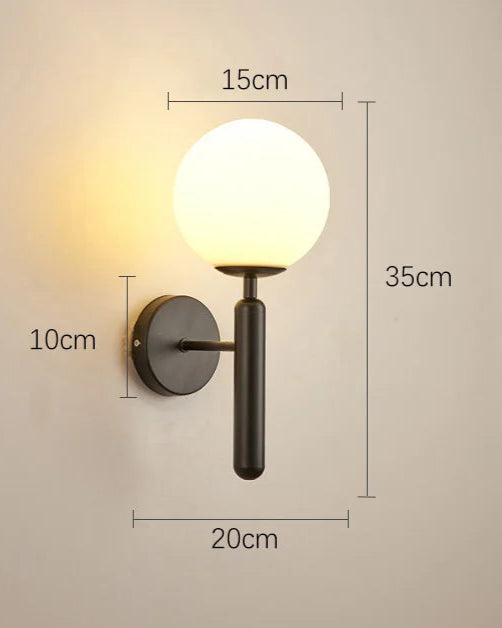 Applique murale Led boule lumineuse noire dimensions