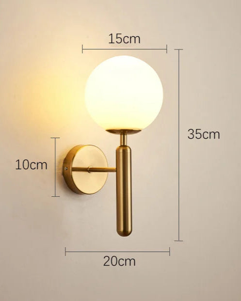 Applique murale Led boule lumineuse dorée dimensions