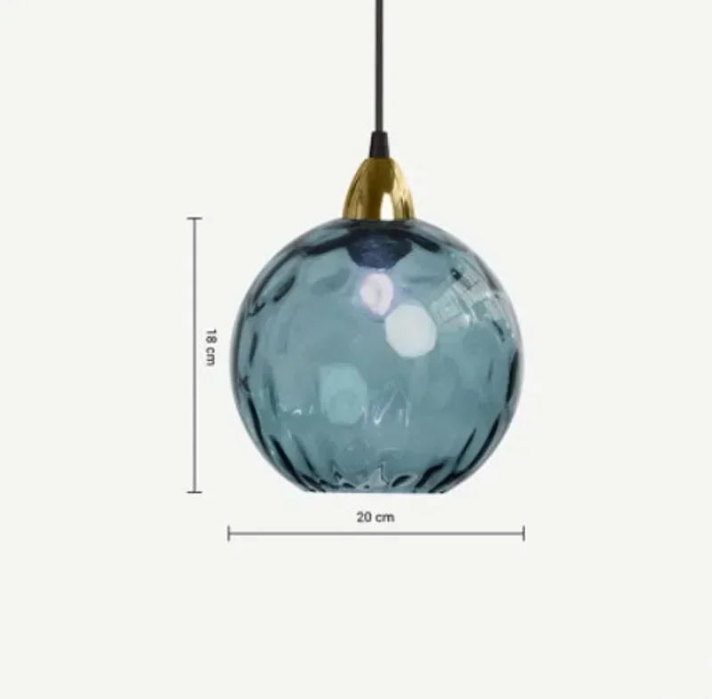 Suspension en boule de verre coloré bleu foncé
