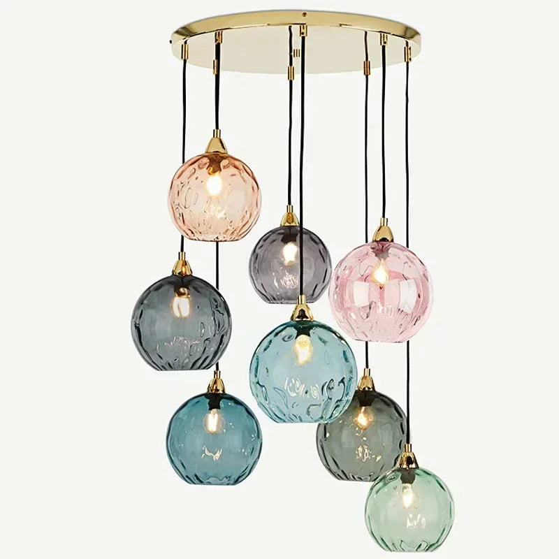 Suspension en boule de verre coloré bleu foncé