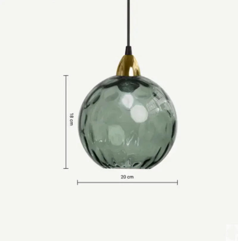 Suspension en boule de verre coloré émeraude
