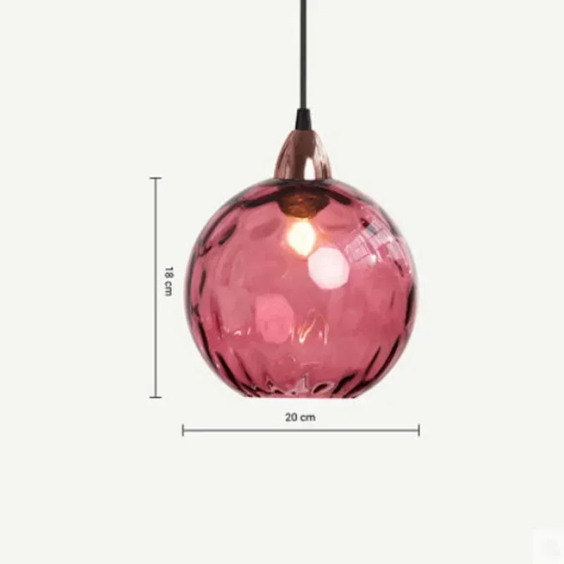 Suspension en boule de verre coloré violet