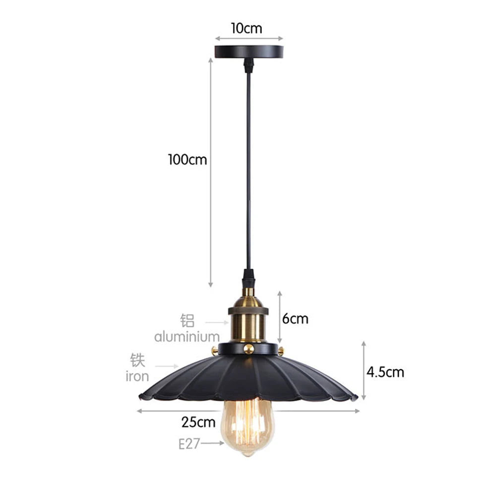 Suspension loft noire rétro ampoule LED E-27