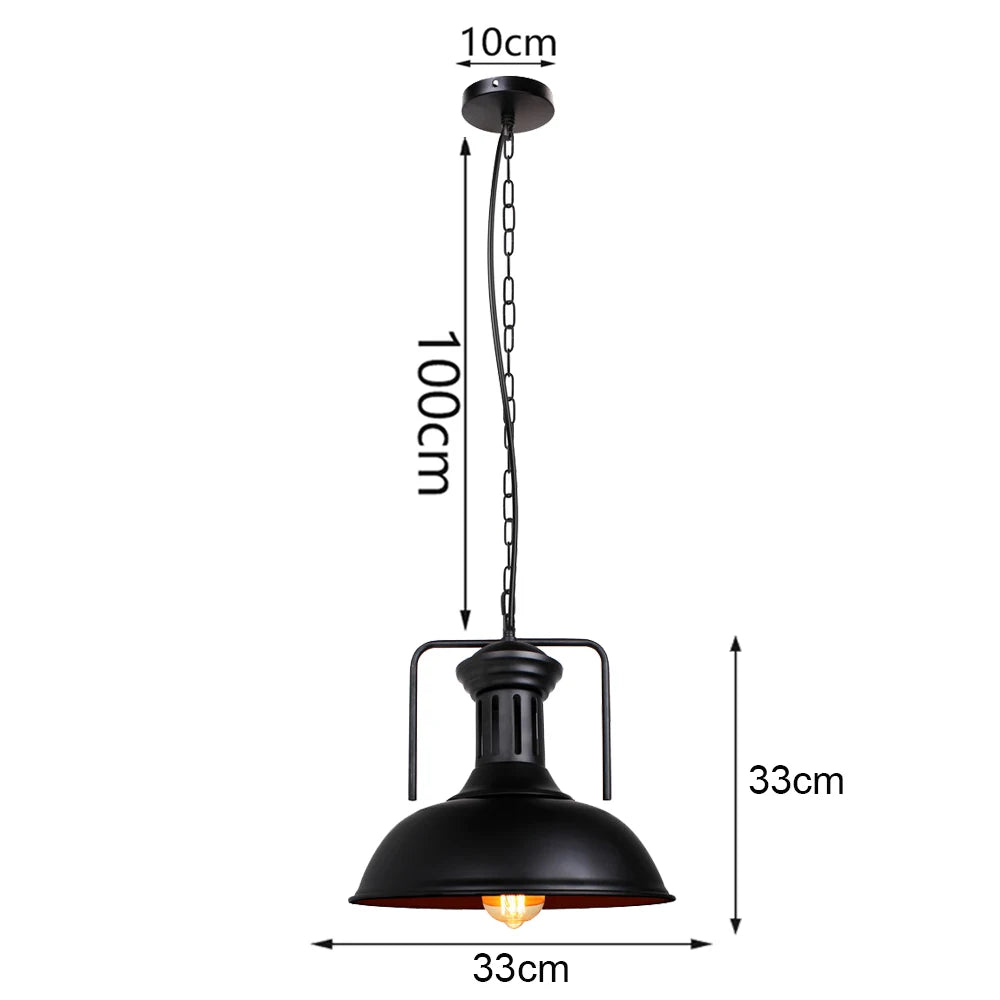 Suspension noire style ancien industriel