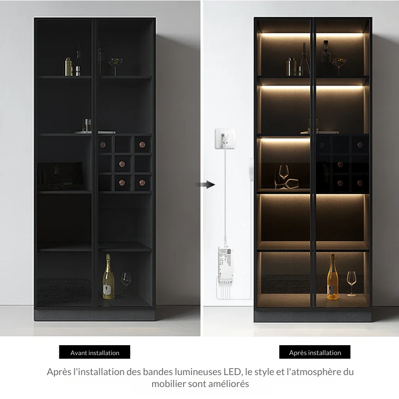 Bandeaux lumineuse LED bibliothèque, armoire, placard