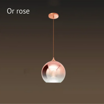 Suspension moderne en forme de boule en verre or rose