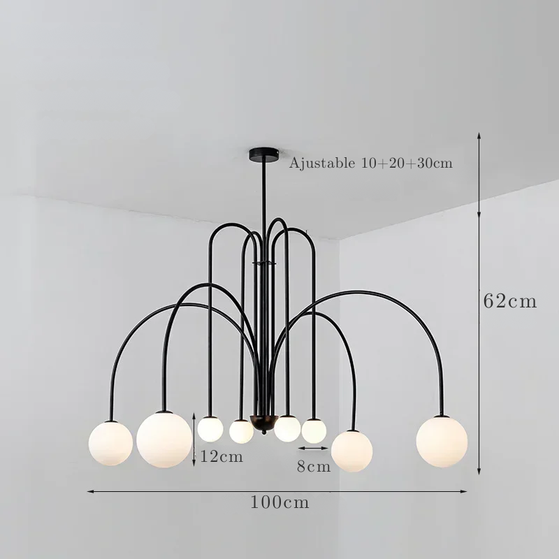 Suspension LED métal 8 ampoules