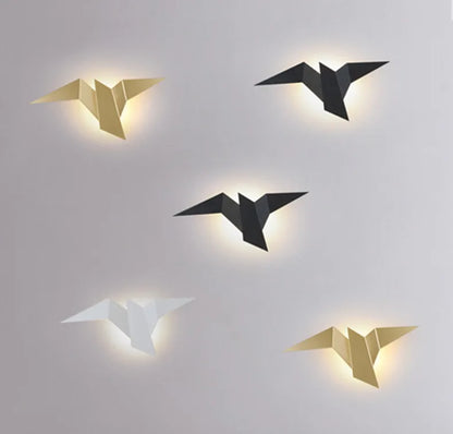 appliques murales led oiseaux or blanc noir