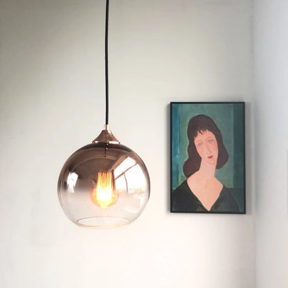 Suspension moderne en forme de boule en verre or rose