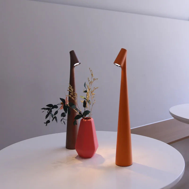 Lampe LED de bureau design rechargeable Marron et Orange