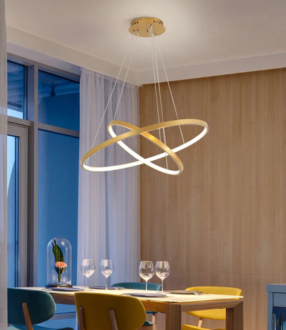Lustre Moderne en cercle doré 2 cercles