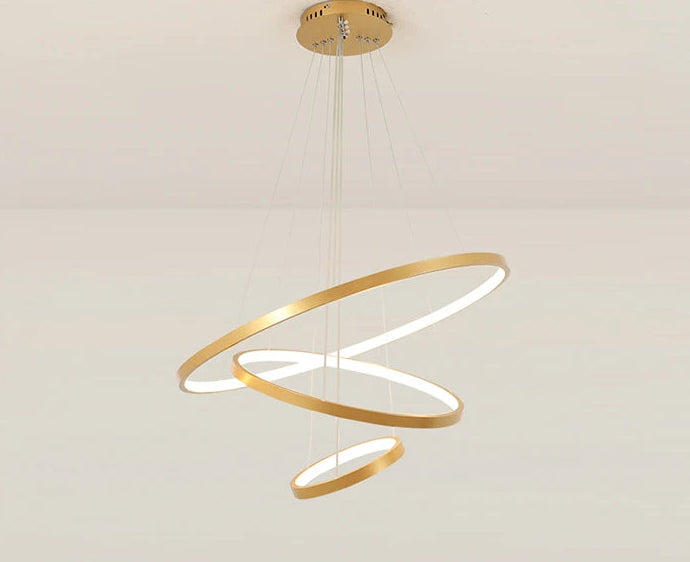 Lustre Moderne en cercle doré 3 cercles