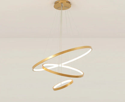 Lustre Moderne en cercle doré 3 cercles