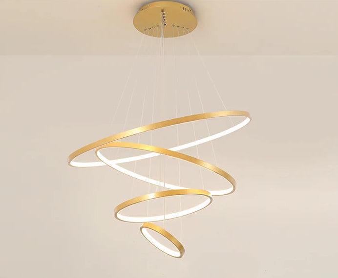 Lustre Moderne en cercle doré 4 cercles