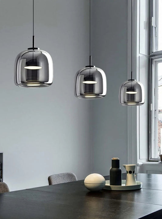 Suspension Moderne en Verre LED Gris