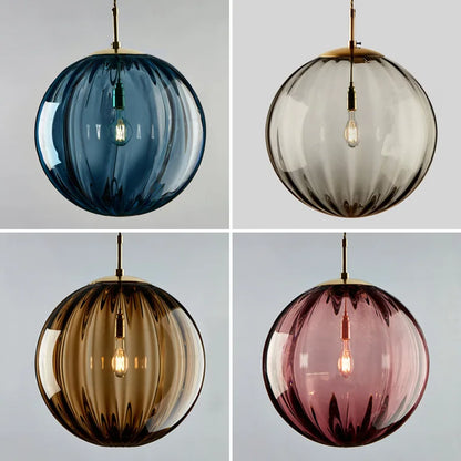 Lustre moderne en verre teinté LED