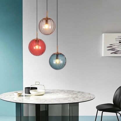 Lustre moderne en verre teinté LED