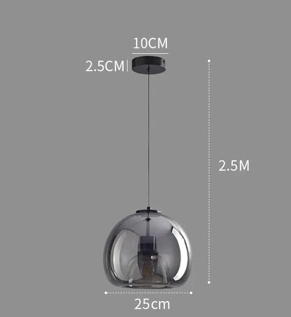 Suspension Moderne en Verre LED Gris