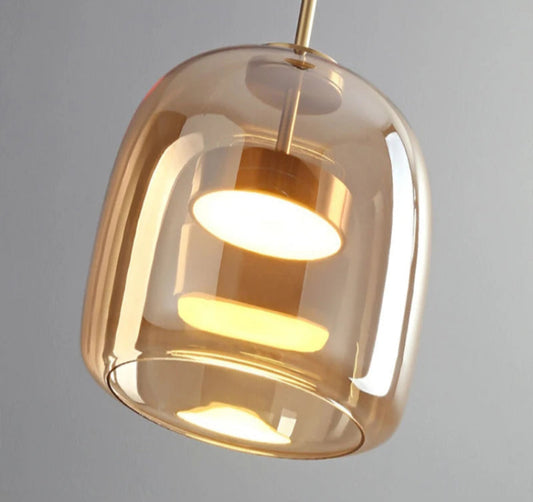 Suspension Moderne en Verre LED Ambré