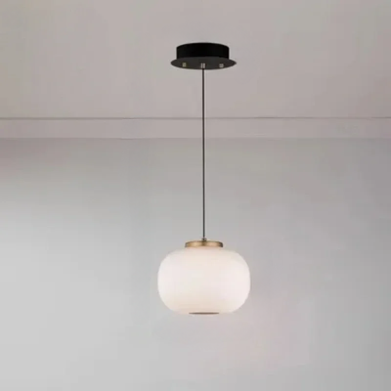 Suspension LED moderne japonais en verre blanc