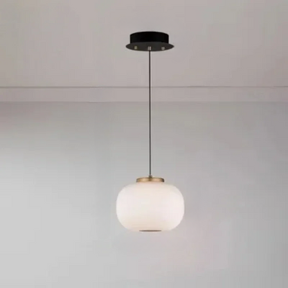 Suspension LED moderne japonais en verre blanc