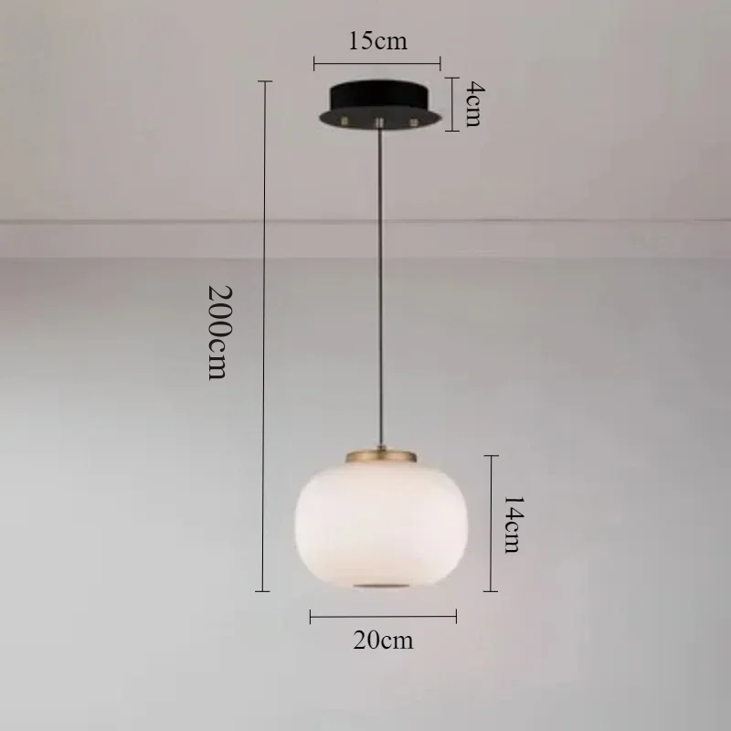 Suspension LED moderne japonais en verre blanc