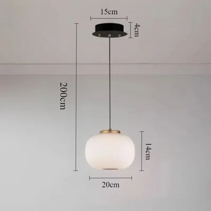 Suspension LED moderne japonais en verre blanc