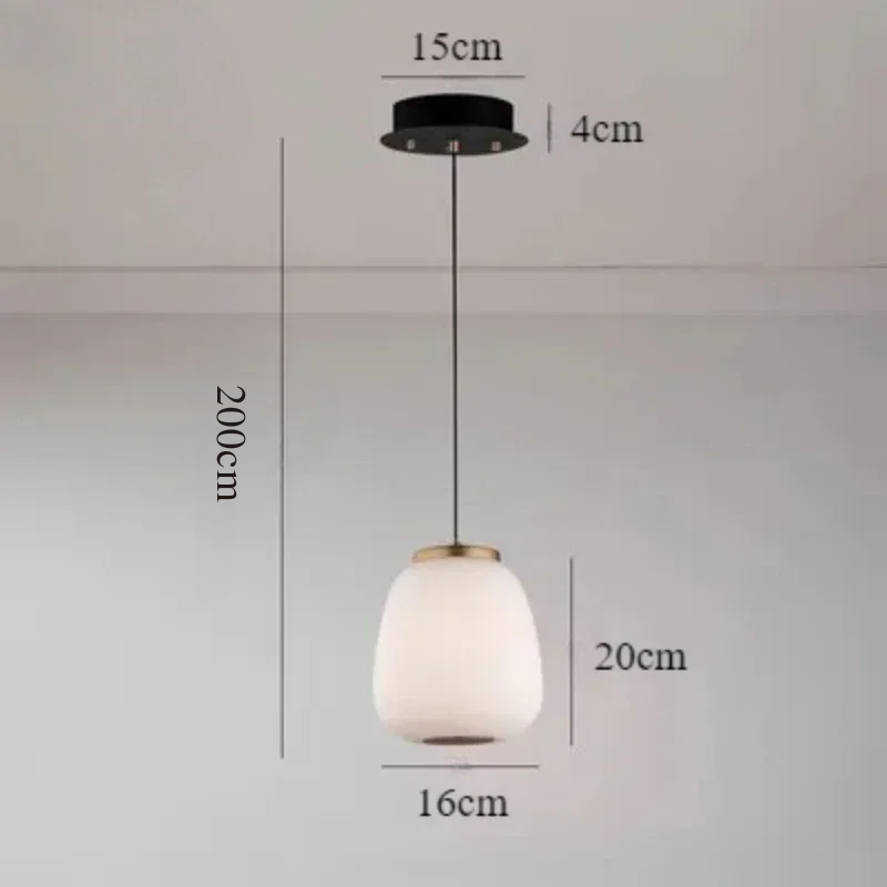 Suspension en verre blanc LED style japonais