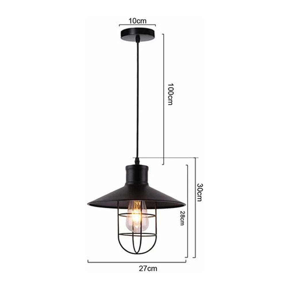 Suspension loft noire rétro douille E-27