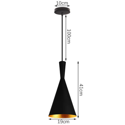 Suspension noire industrielle vintage LED E-27