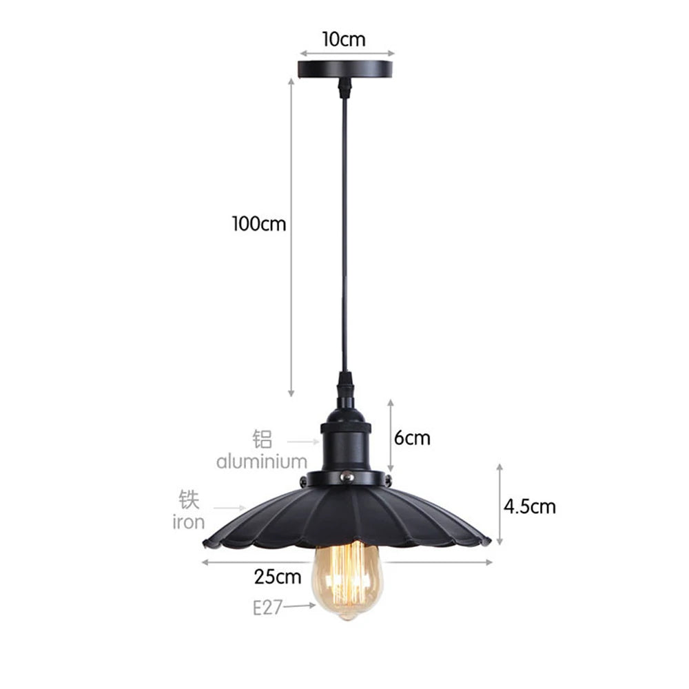 Suspension noire métal style industriel vintage