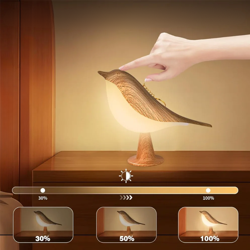 Veilleuse oiseau en bois dimmable