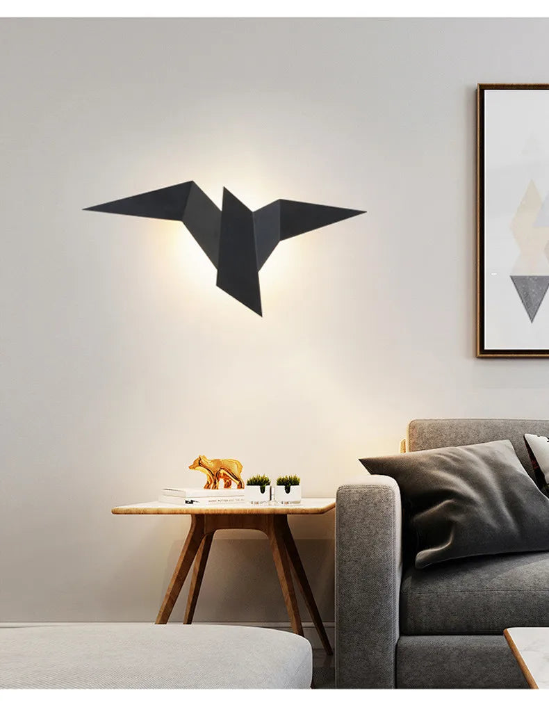 applique murale led oiseau minimaliste noire salon