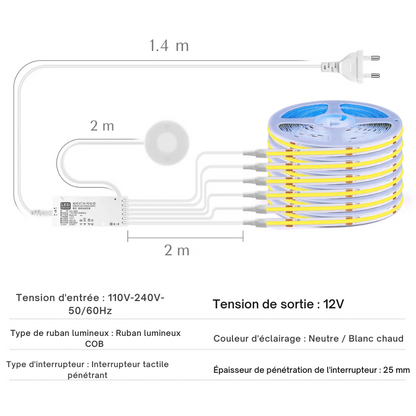 Bandeaux lumineuse LED bibliothèque, armoire, placard