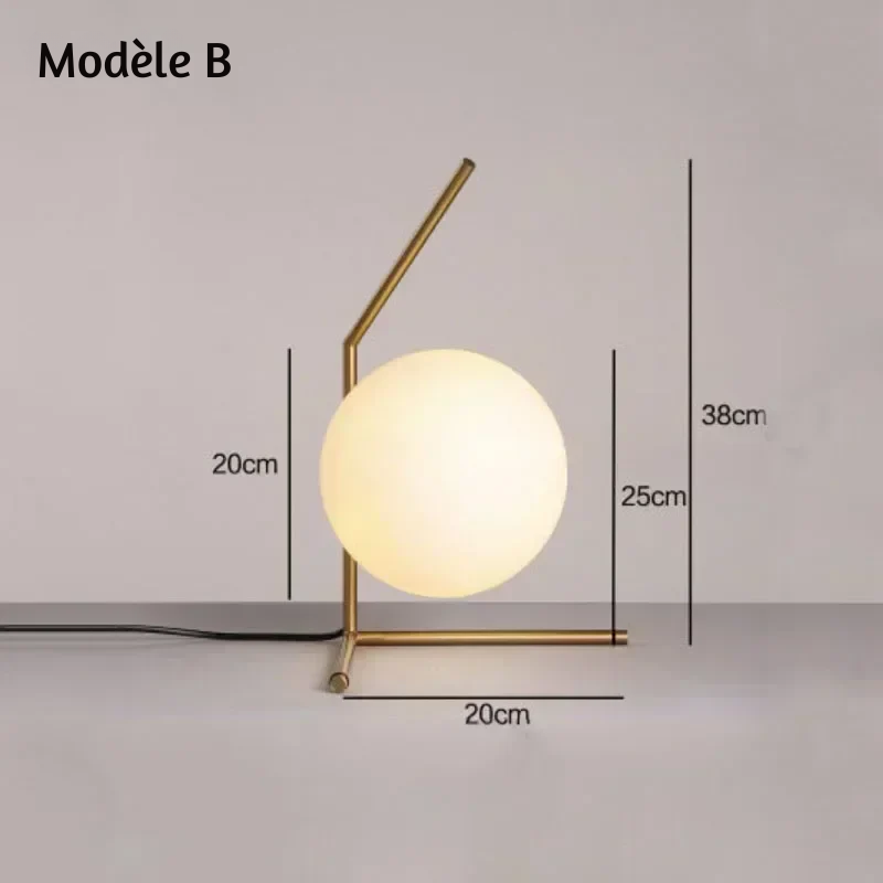 Lampe à poser en verre minimaliste moderne doré lumière chaude