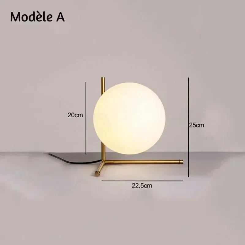 Lampe à poser en verre minimaliste moderne doré lumière naturelle