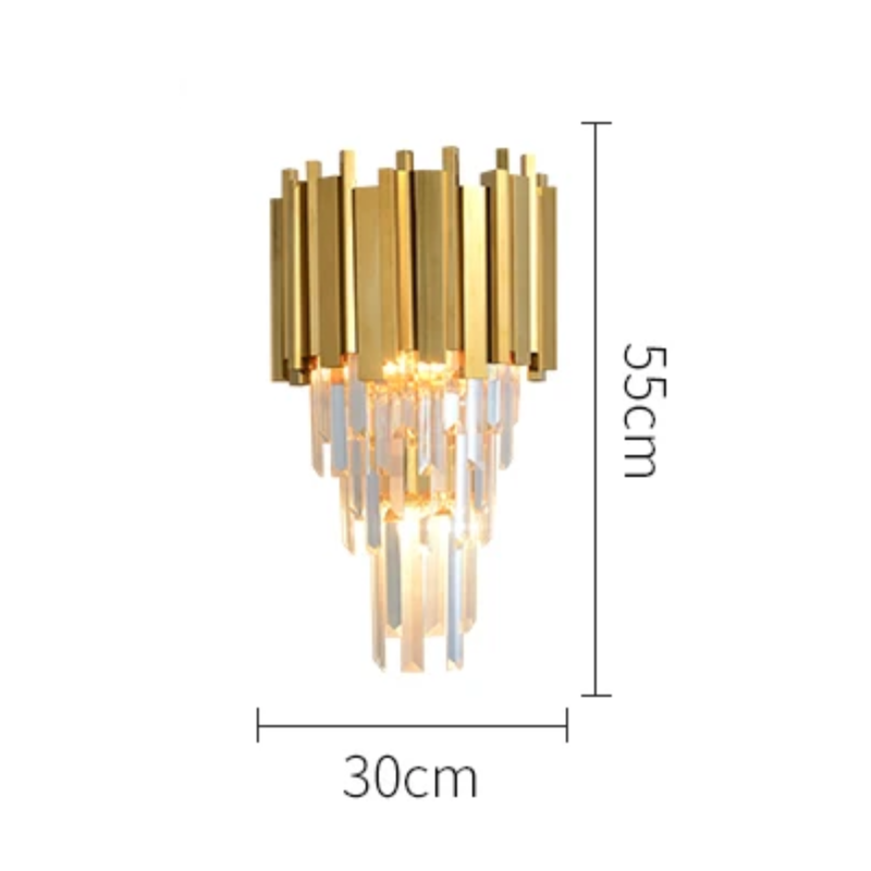 Applique dorée en cristal lumière chaude